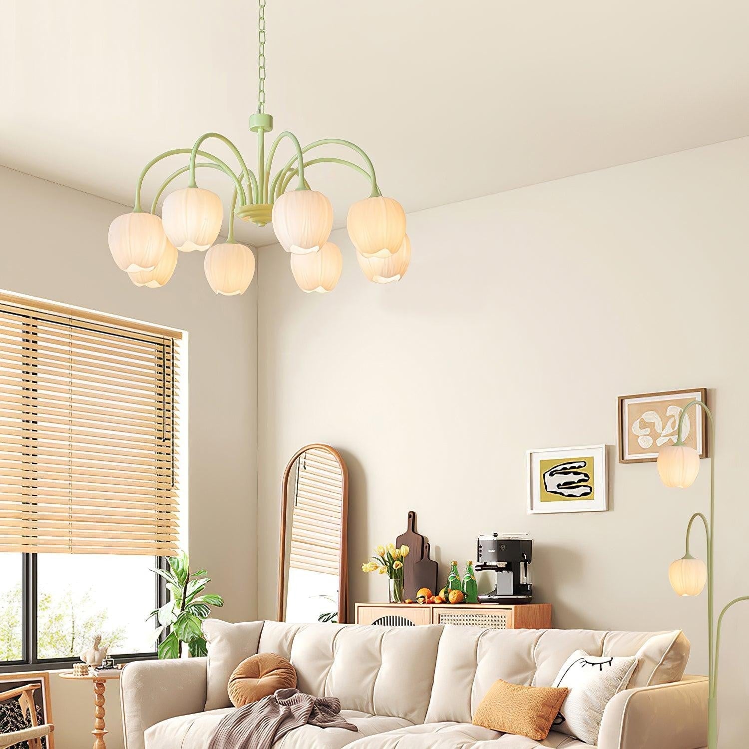Matcha Bloom Tulip Chandelier detail view 37