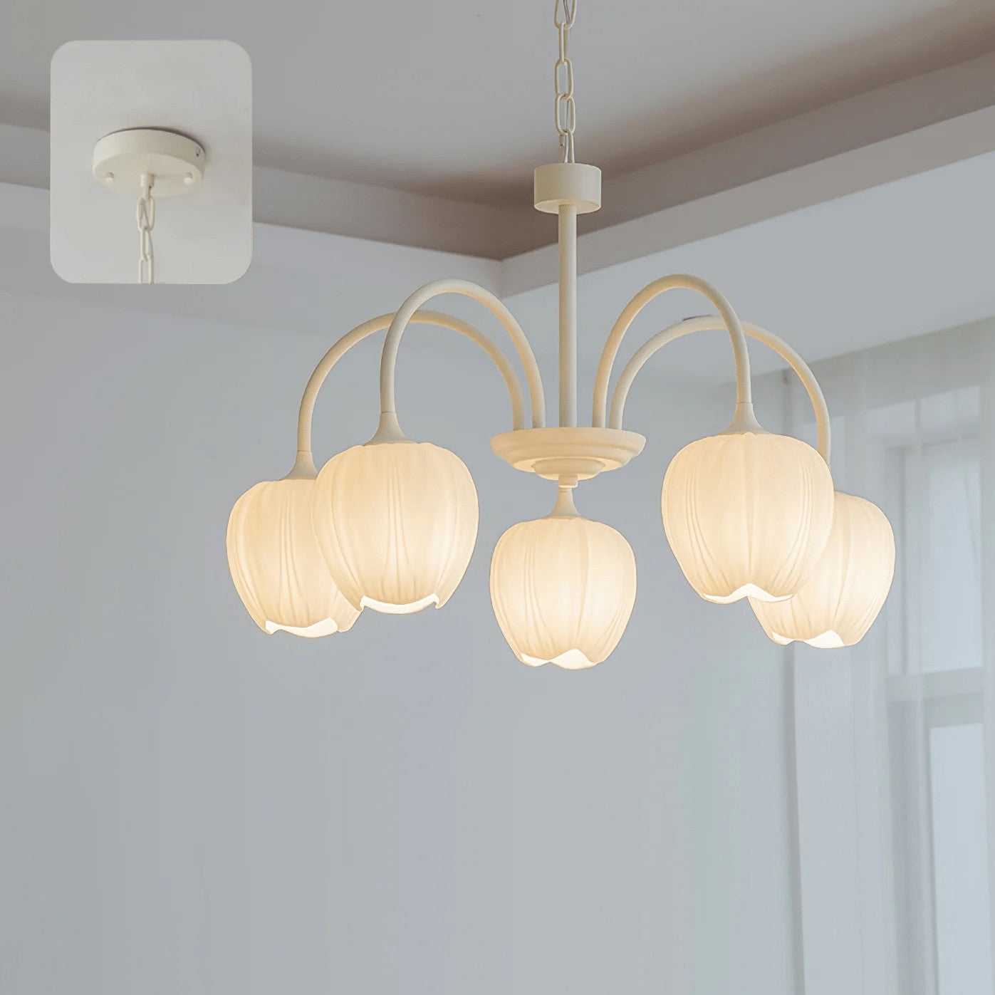 Matcha Bloom Tulip Chandelier detail view 4