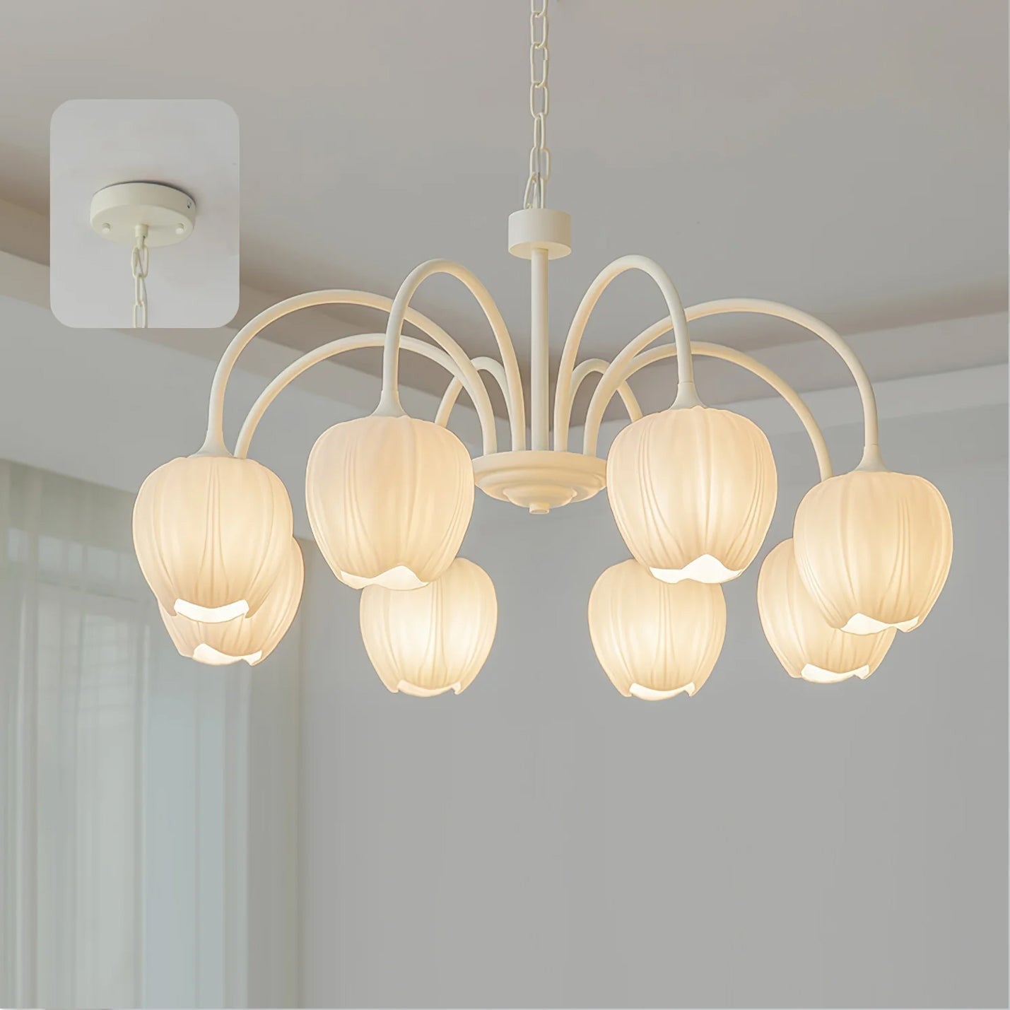 Matcha Bloom Tulip Chandelier detail view 79