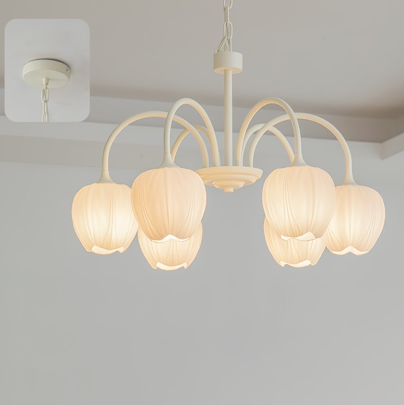 Matcha Bloom Tulip Chandelier detail view 80