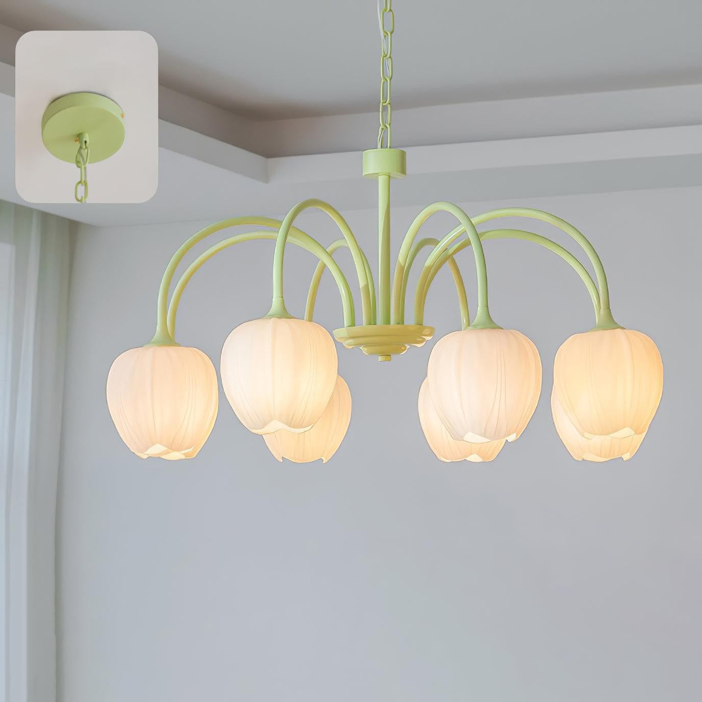 Matcha Bloom Tulip Chandelier detail view 81