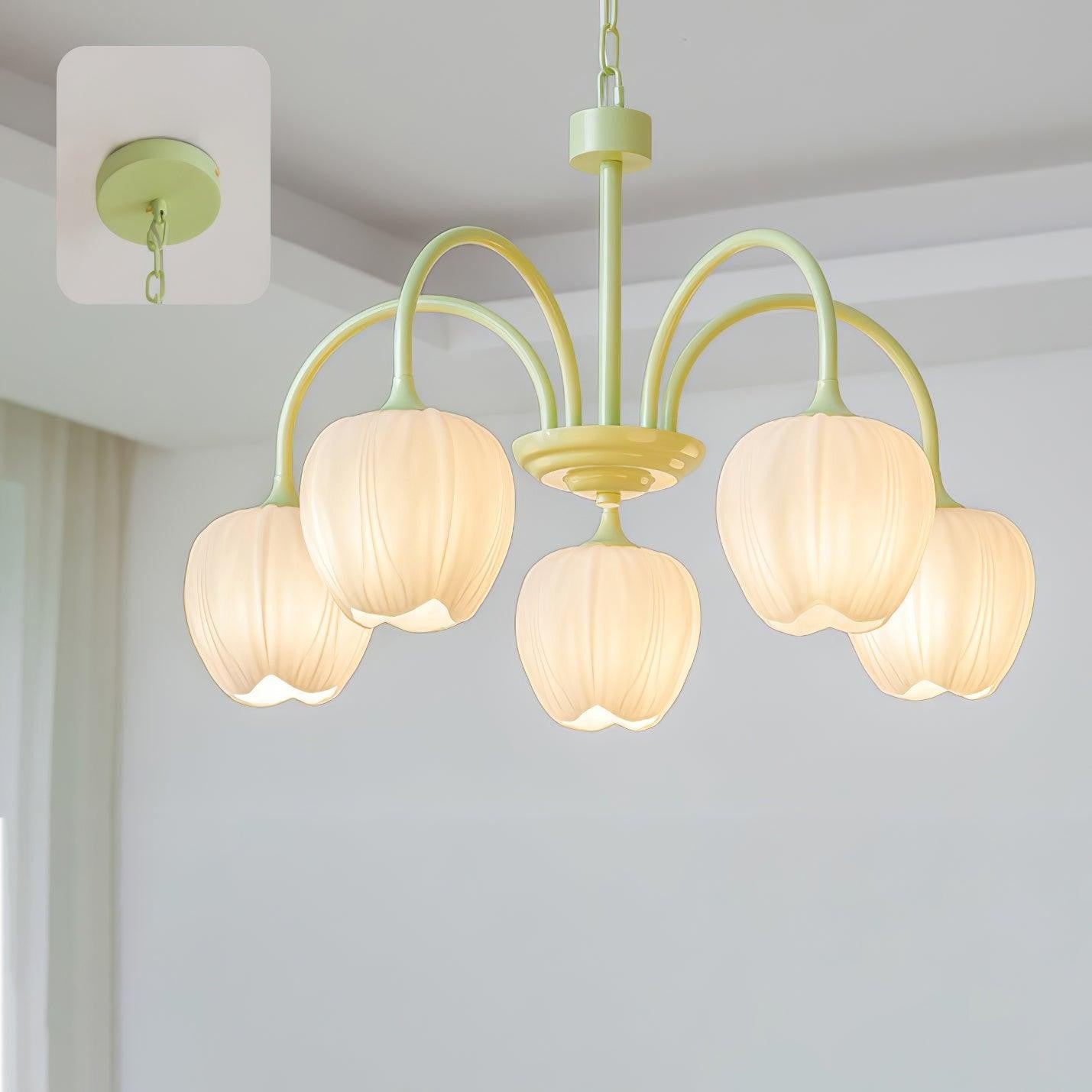 Matcha Bloom Tulip Chandelier detail view 83