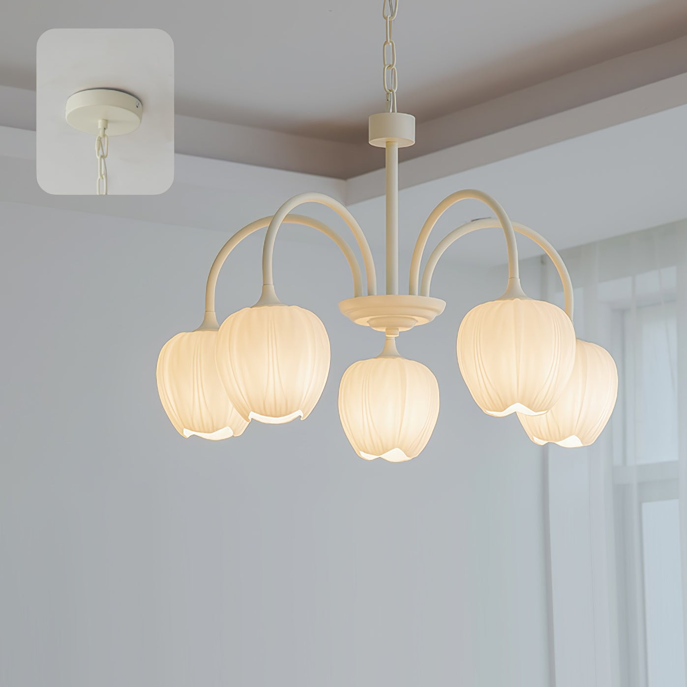 Matcha Bloom Tulip Chandelier detail view 84
