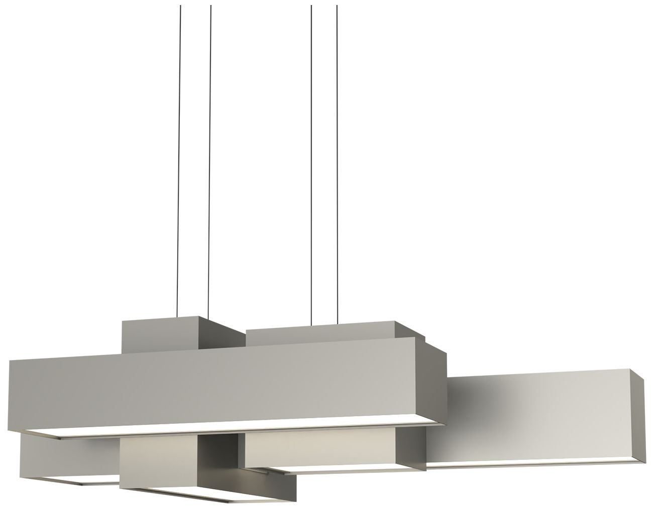 Metro 37" Long Satin Pewter 0-10V Chandelier