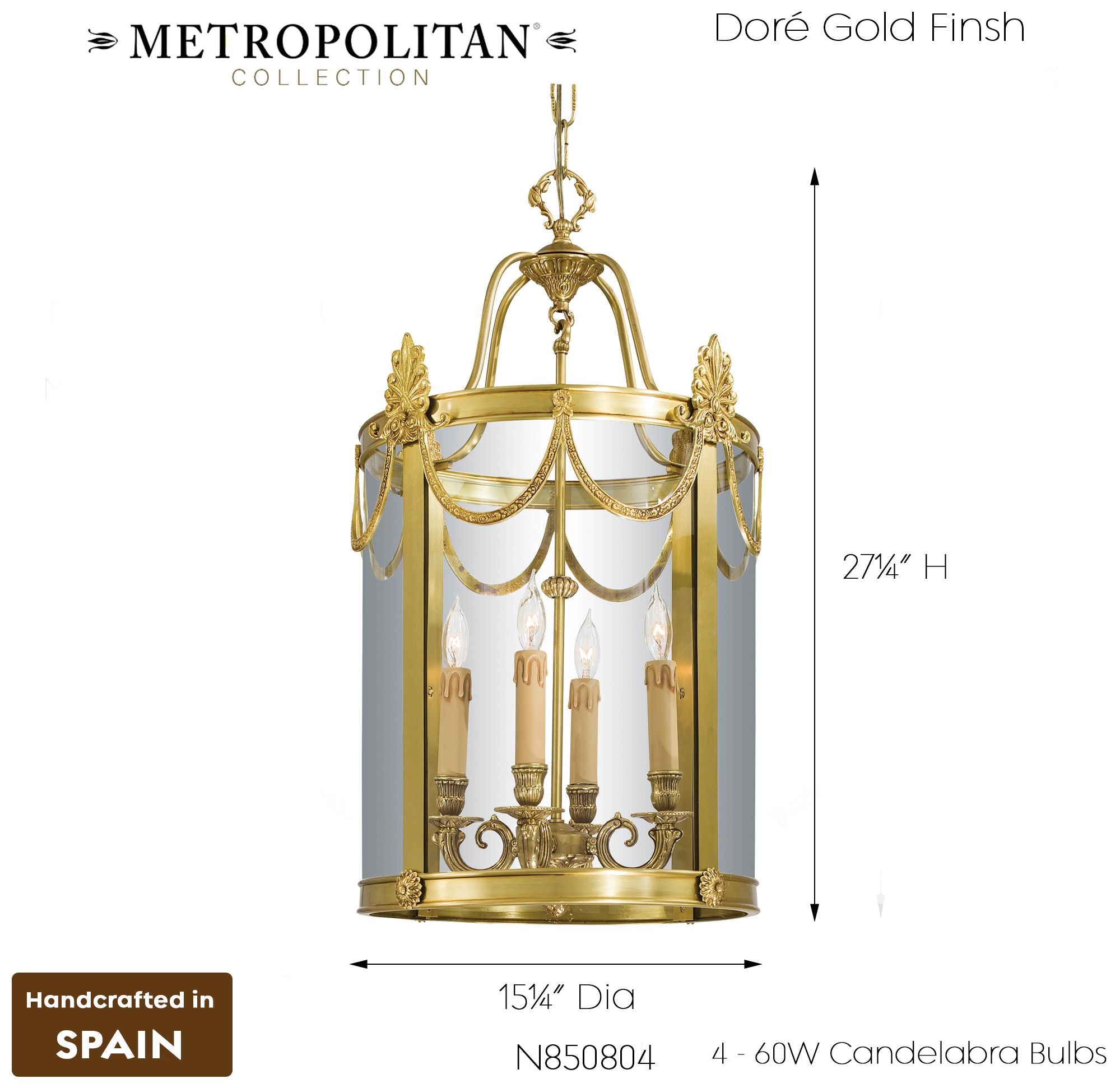 Metropolitan 4-Light 15.25-in Dore Gold Chandelier