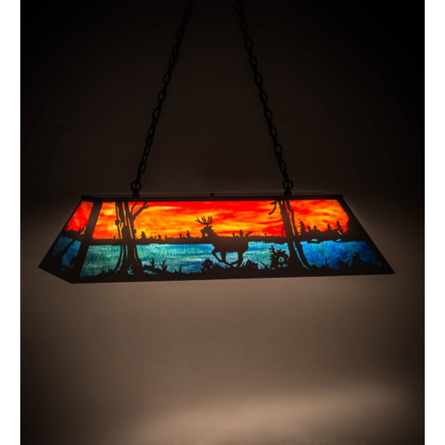 Deer At Lake 6-Light 48" Wide Linear Pendant