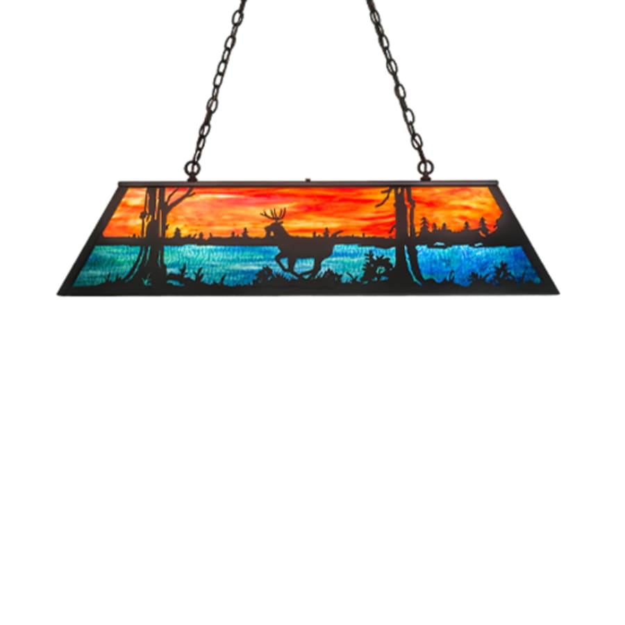 Deer At Lake 6-Light 48" Wide Linear Pendant