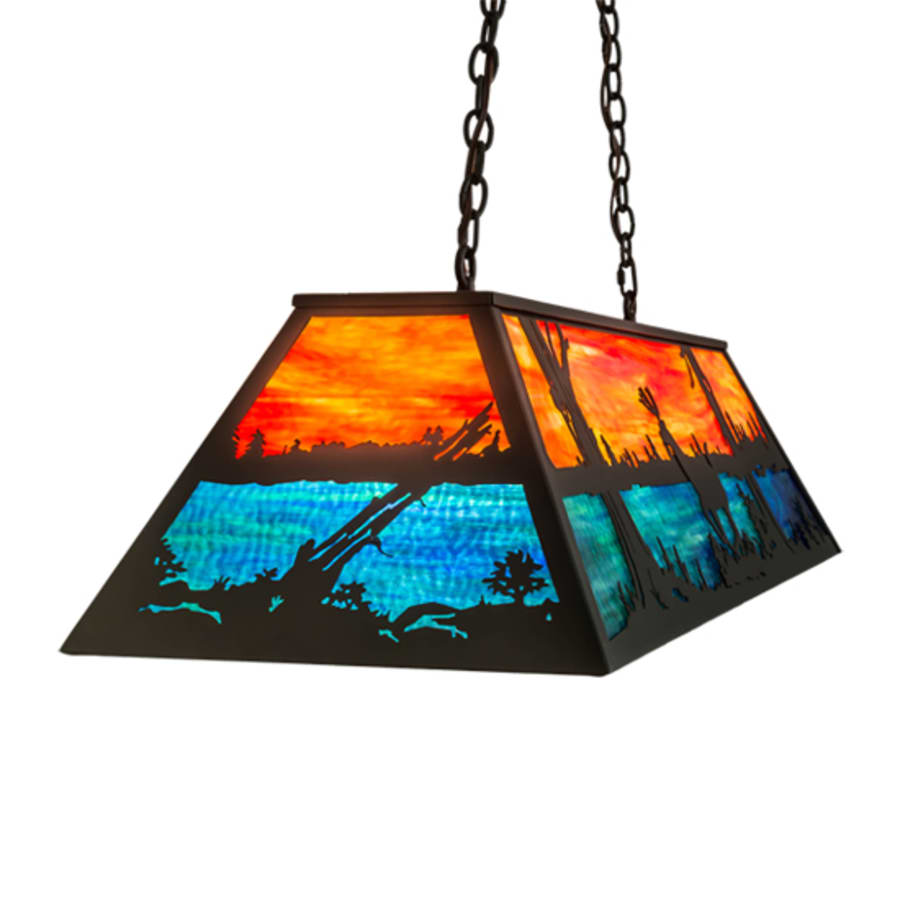 Deer At Lake 6-Light 48" Wide Linear Pendant