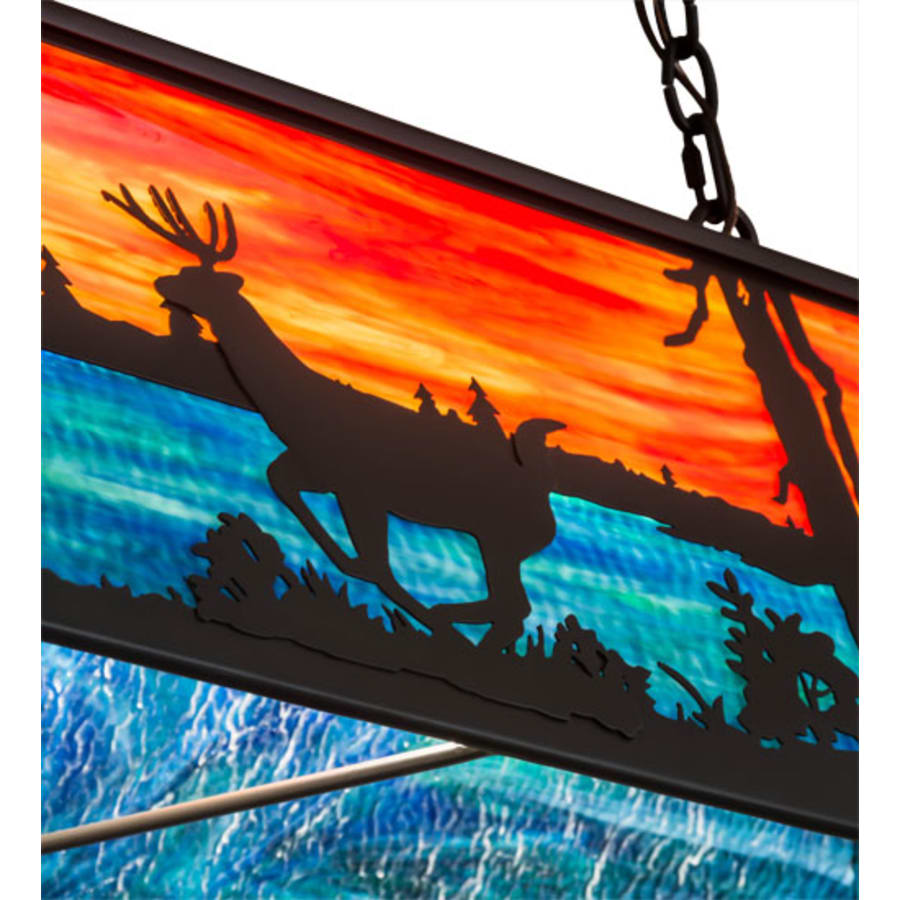 Deer At Lake 6-Light 48" Wide Linear Pendant