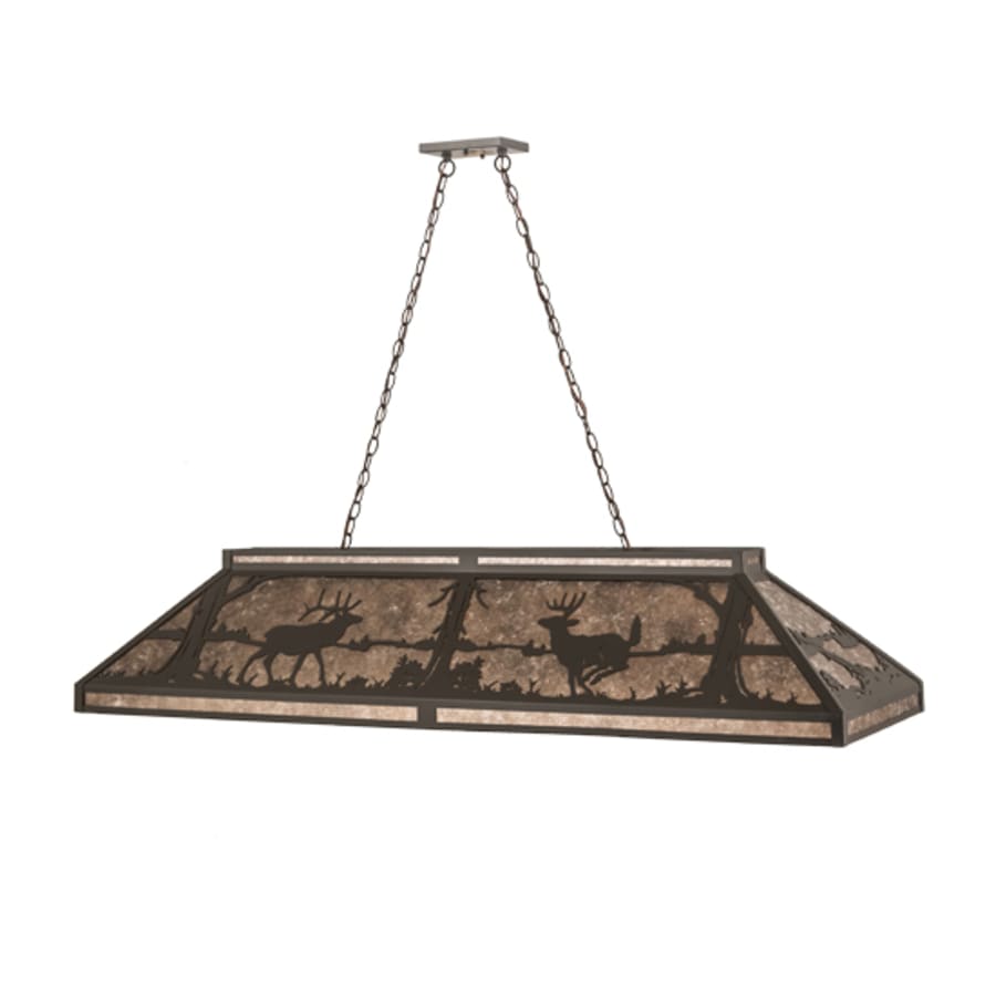 Elk and Deer At Lake 9-Light 61" Wide Linear Pendant
