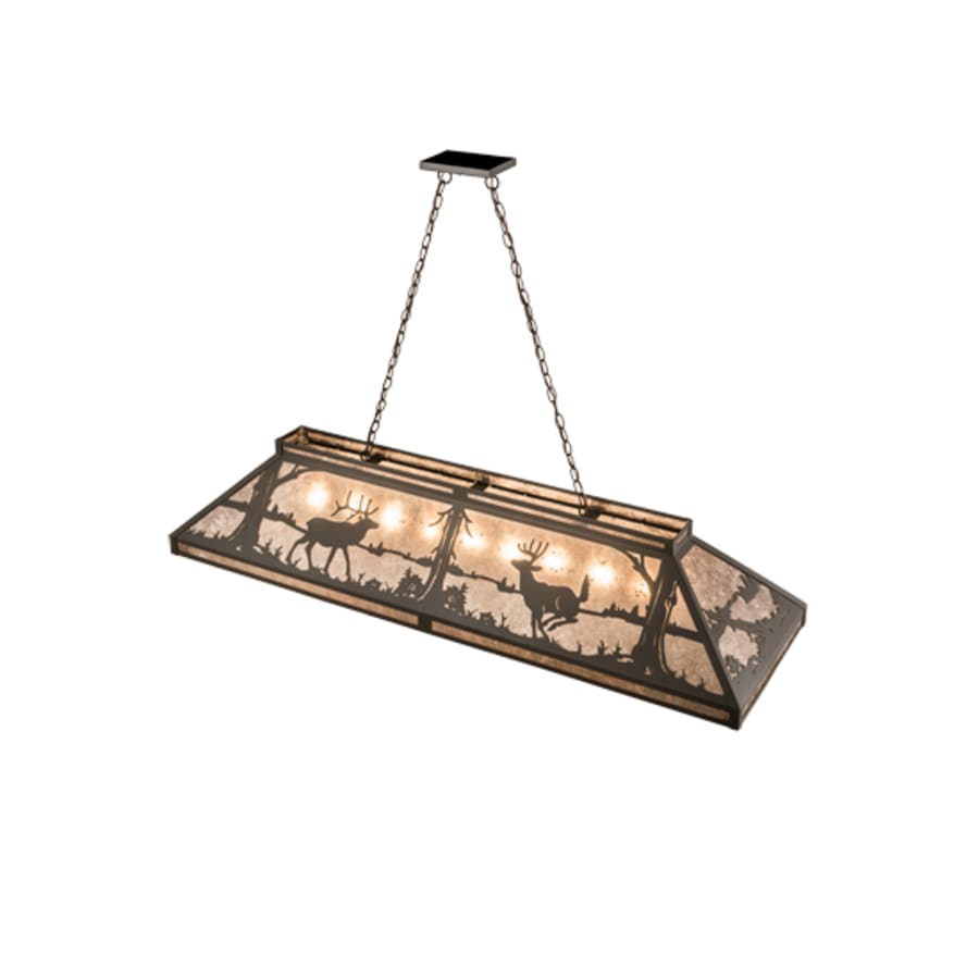 Elk and Deer At Lake 9-Light 61" Wide Linear Pendant