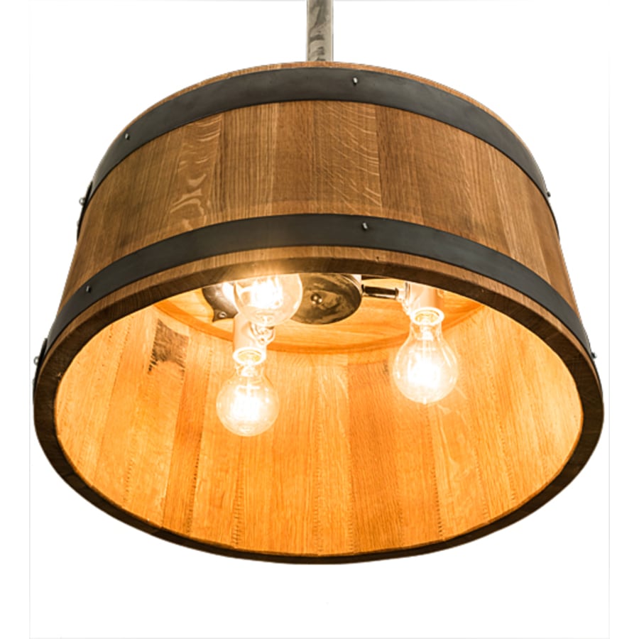 Three-Light 25" Wide Wood Pendant