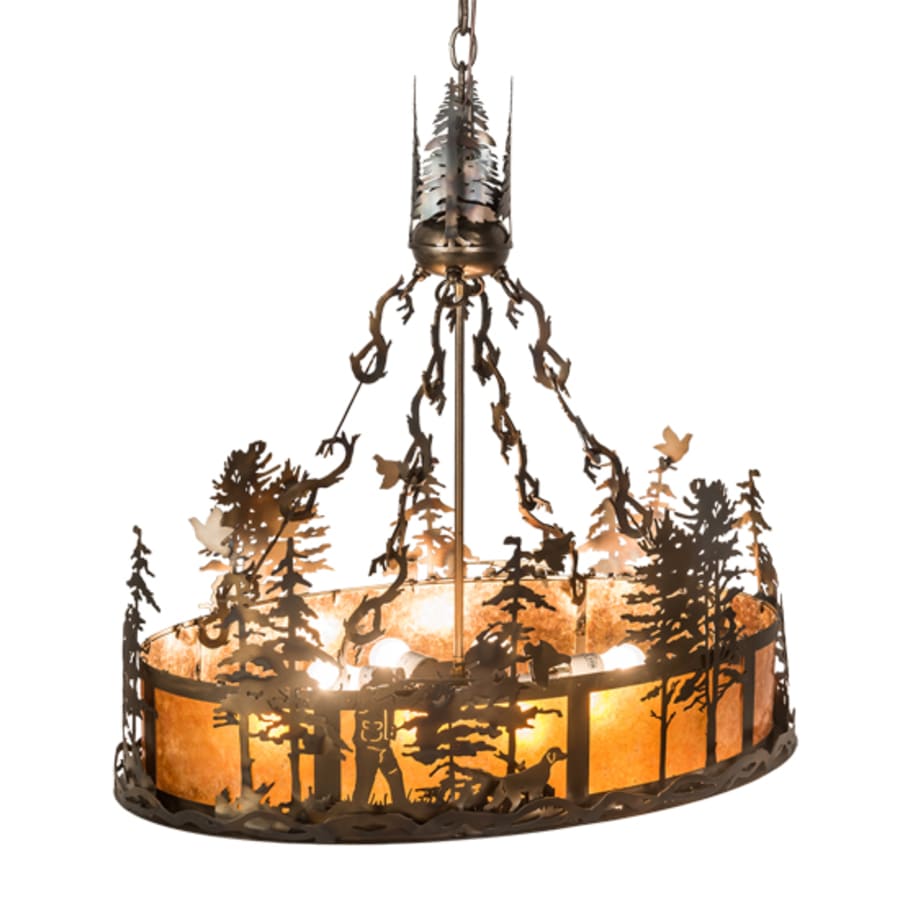 Eight-Light 30" Wide Abstract Linear Pendant