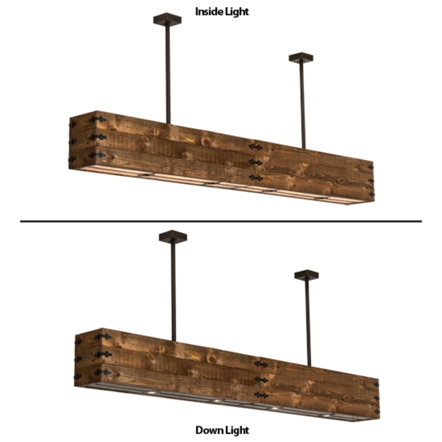 Eight-Light 120" Wide Wood Linear Pendant