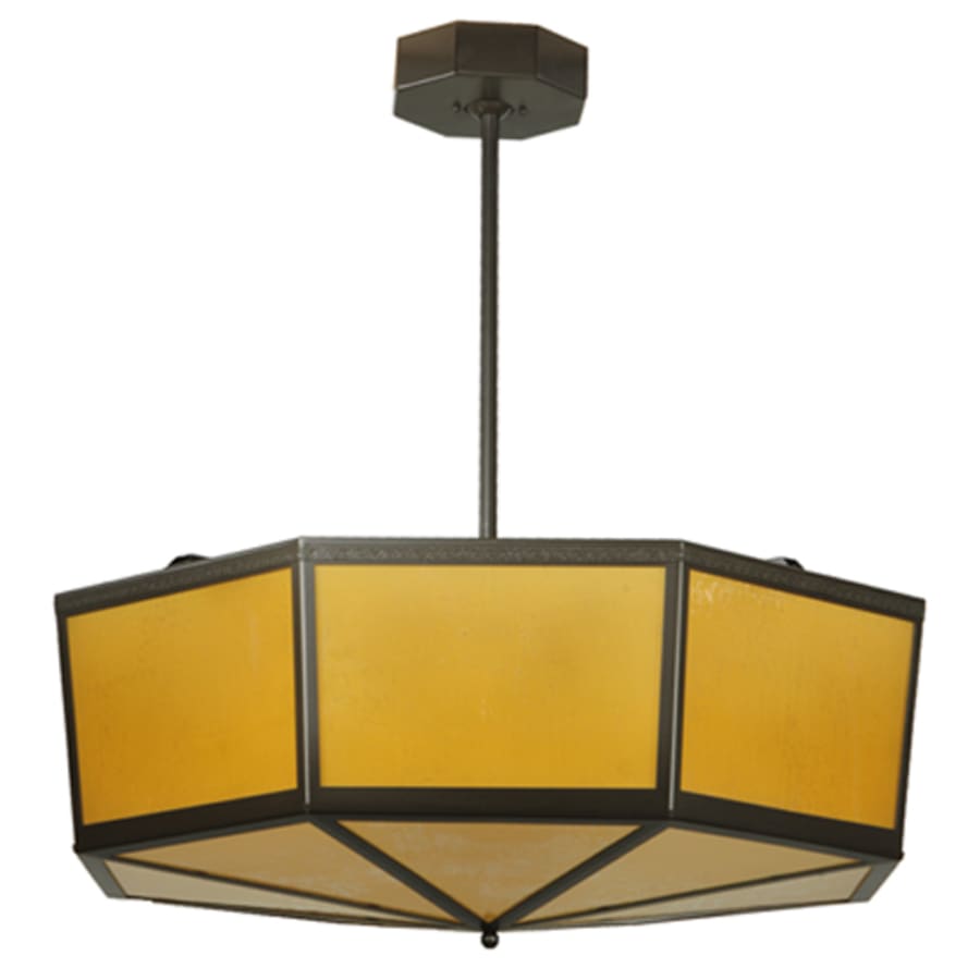Eltham 4-Light 36" Wide Pendant with Amber Art Glass