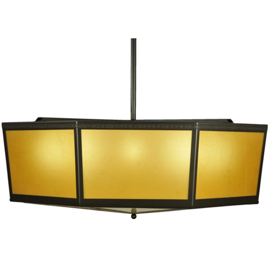 Eltham 4-Light 36" Wide Pendant with Amber Art Glass