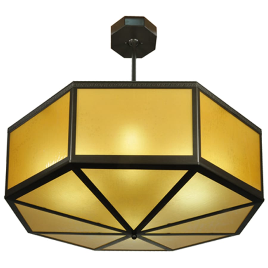 Eltham 4-Light 36" Wide Pendant with Amber Art Glass