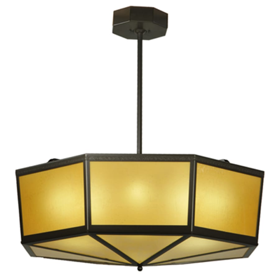 Eltham 4-Light 36" Wide Pendant with Amber Art Glass