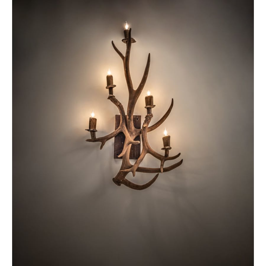 Antlers Elk and Mule Deer 5-Light 36" Tall Wall Sconce