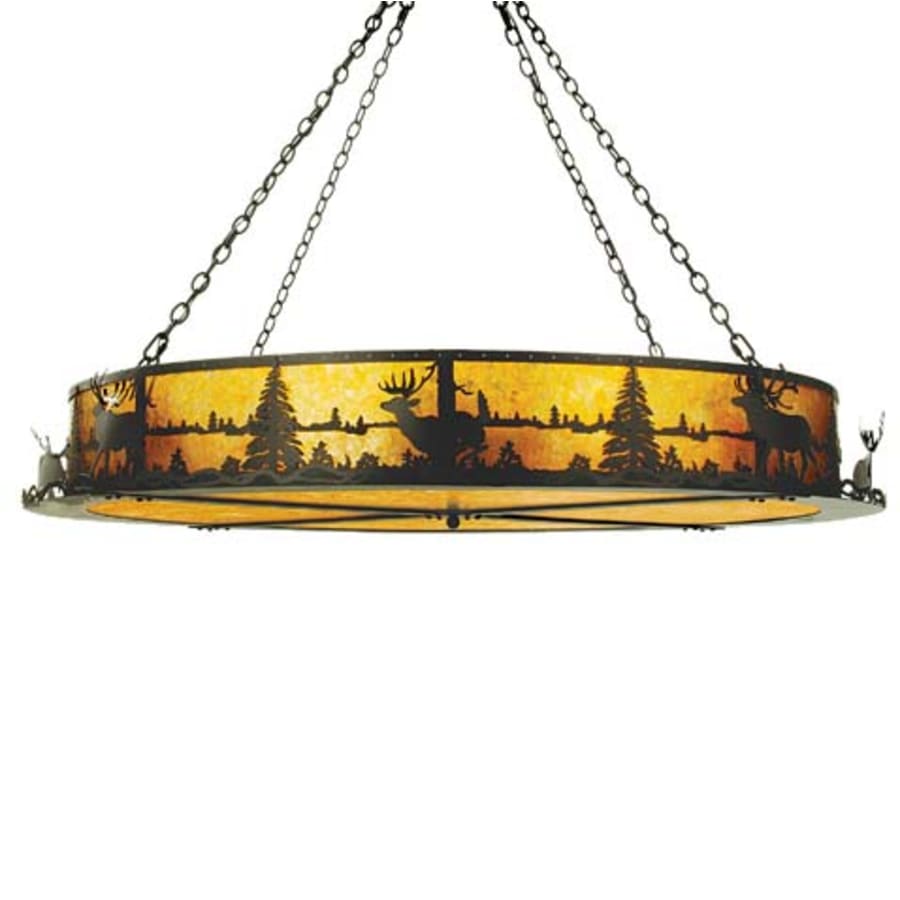 Elk At Lake 12-Light 60" Wide Pendant