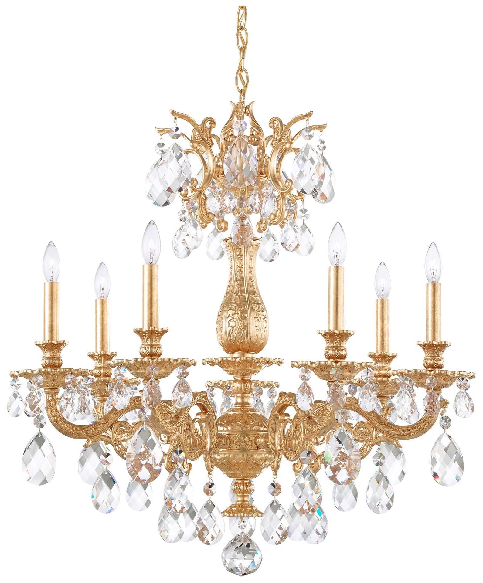 Milano 28.5"H X 7-Light Crystal Chandelier in Gold