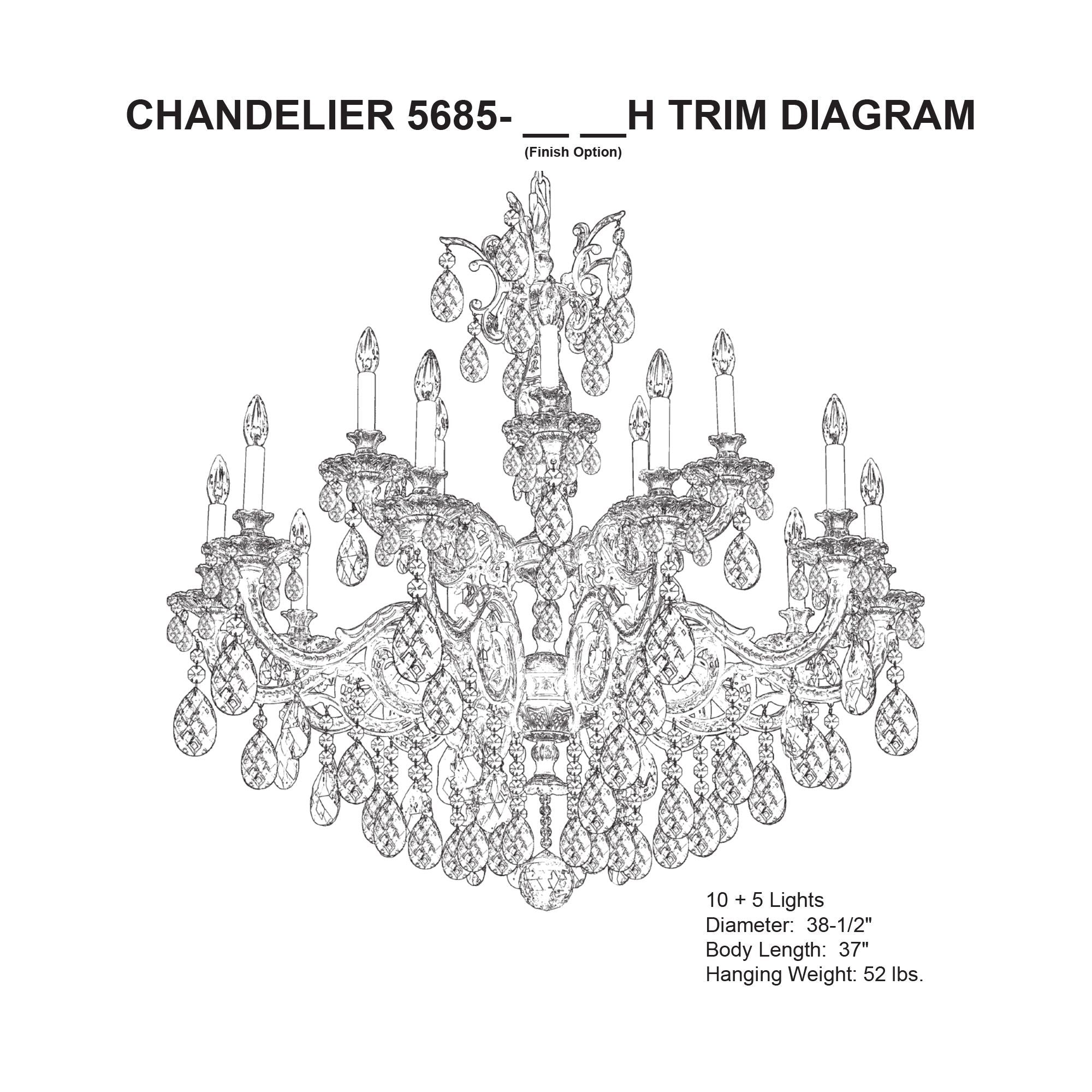 Milano 38"H X 15-Light Crystal Chandelier