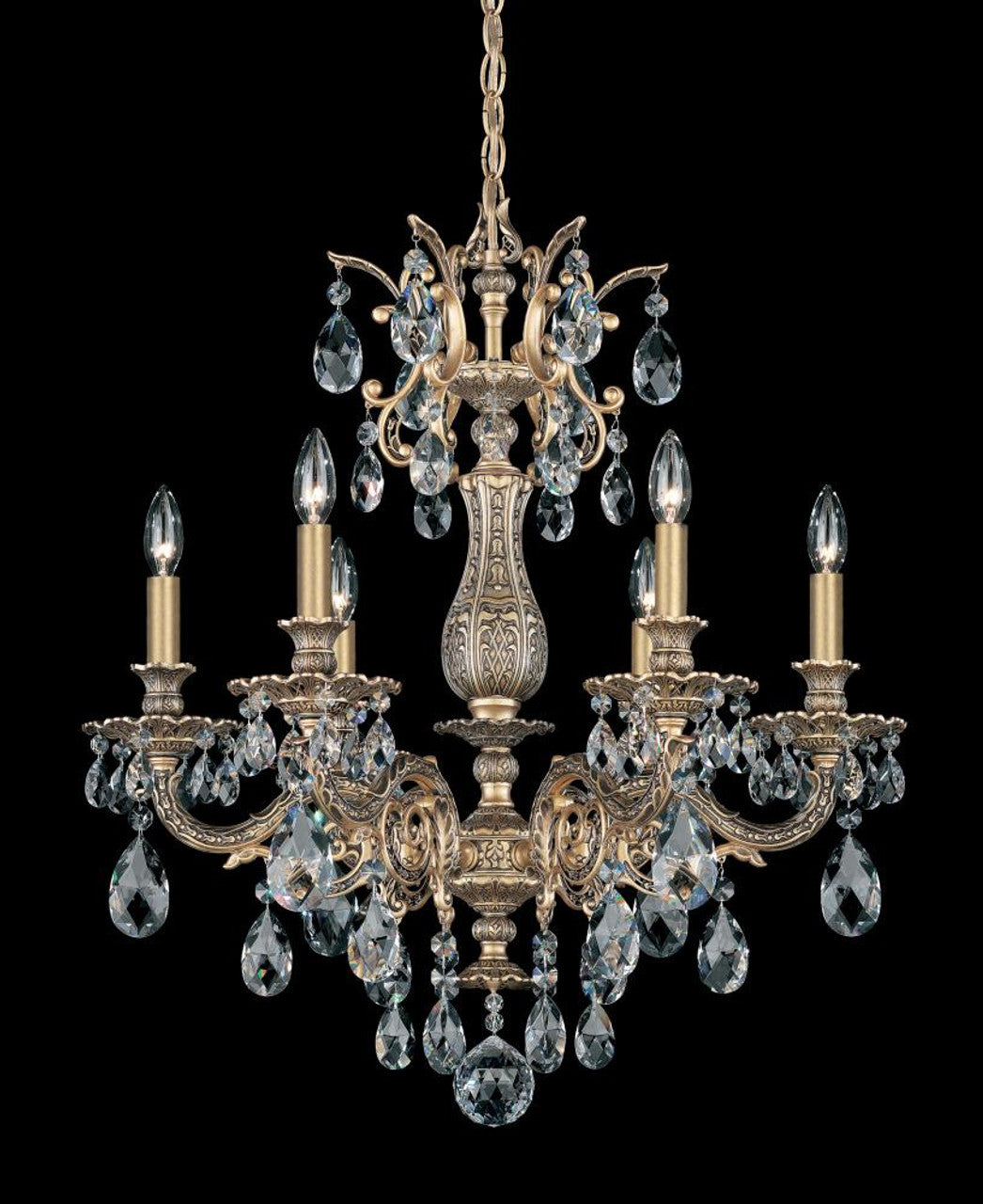 Vesca Chandelier, 5-Light, Antique Silver, Clear Heritage Crystal, 29"W (VA8335N-48H 1HPKM7)