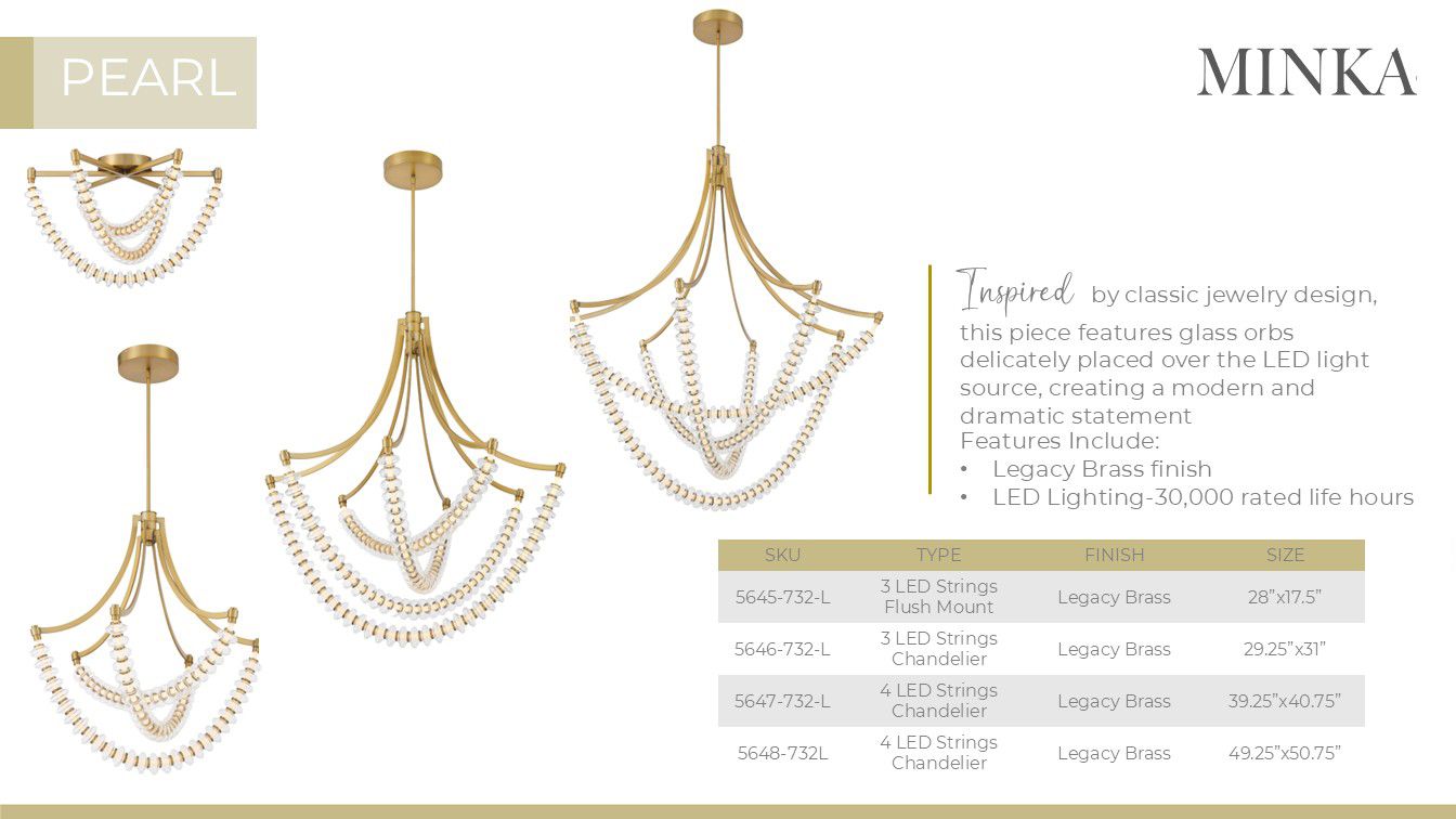Lavery Pearl LED 49.25-in Legacy Brass Chandelier