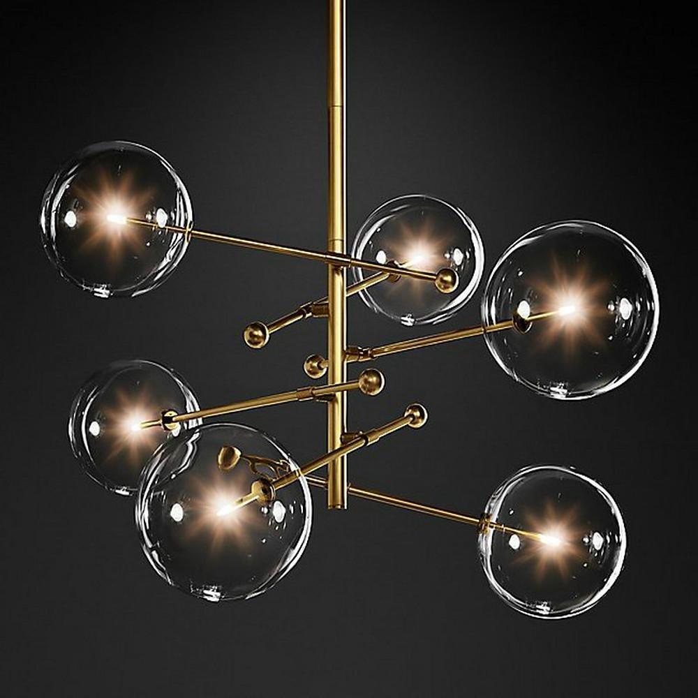 Geometrical Globe Chandelier Lamp Metal Glass Kitchen