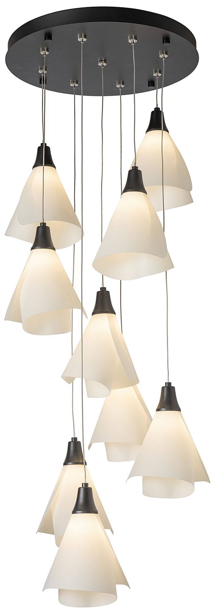 Mobius 20.8-Light Round Black Long Chandelier