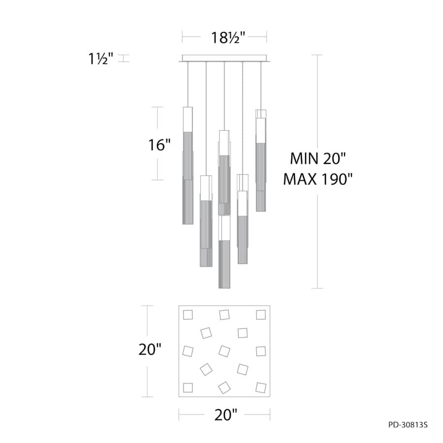Cinema 20" Wide LED Crystal Multi-Light Pendant