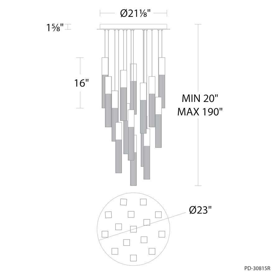 Cinema 23" Wide LED Crystal Multi-Light Pendant