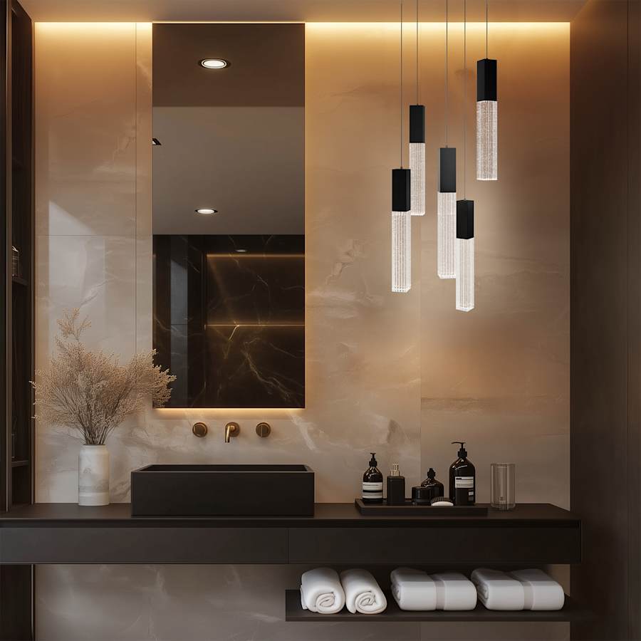 Cinema 23" Wide LED Crystal Multi-Light Pendant