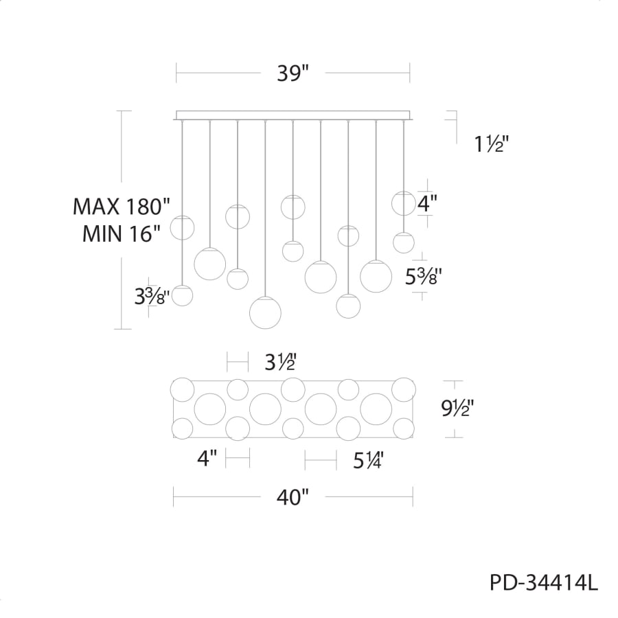 Pisces 14-Light 10" Wide LED Linear Pendant