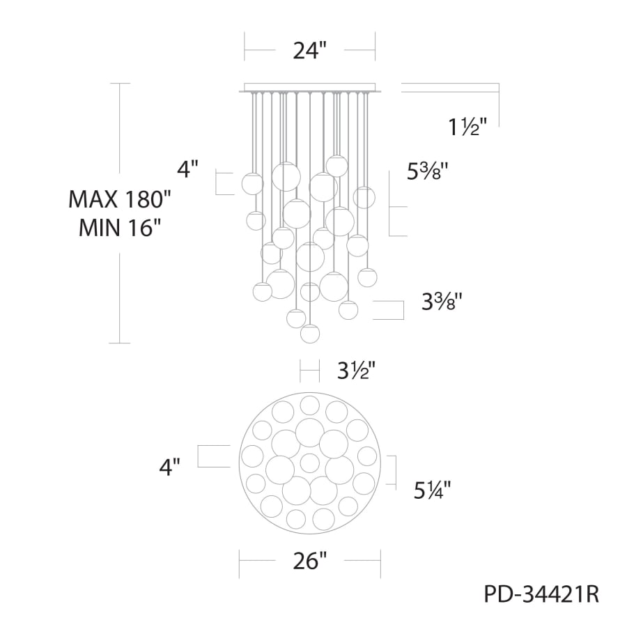 Pisces 21-Light 26" Wide LED Multi-Light Pendant detail view 4