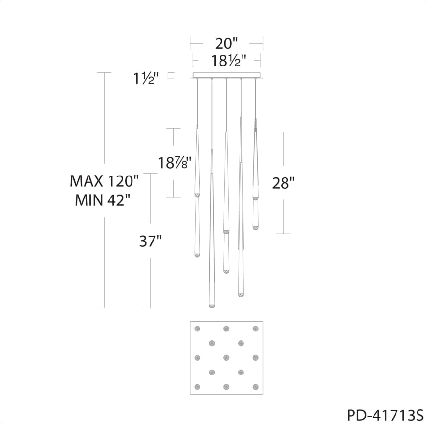 Cascade 13-Light 20" Wide LED Crystal Pendant Light