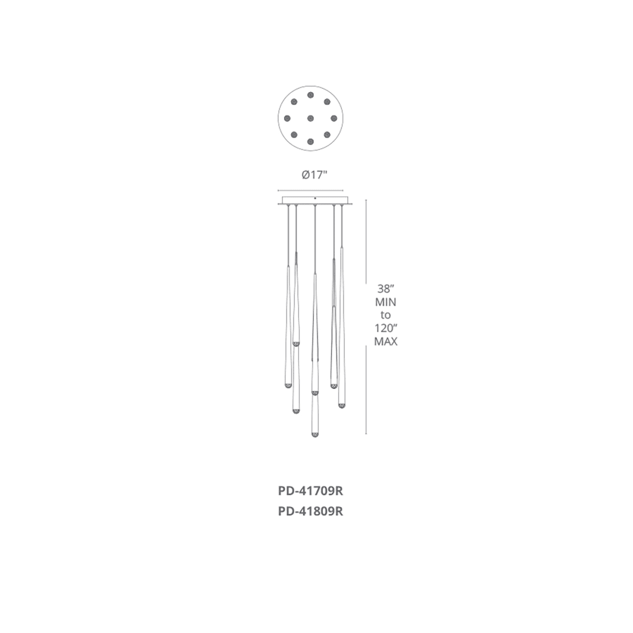 Cascade 9-Light 17" Wide LED Crystal Multi Chandelier
