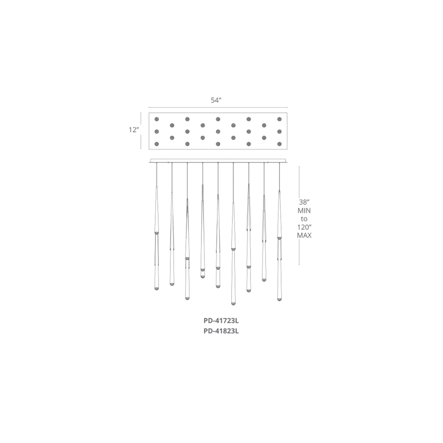 Cascade 23-Light 54" Wide LED Crystal Linear Chandelier