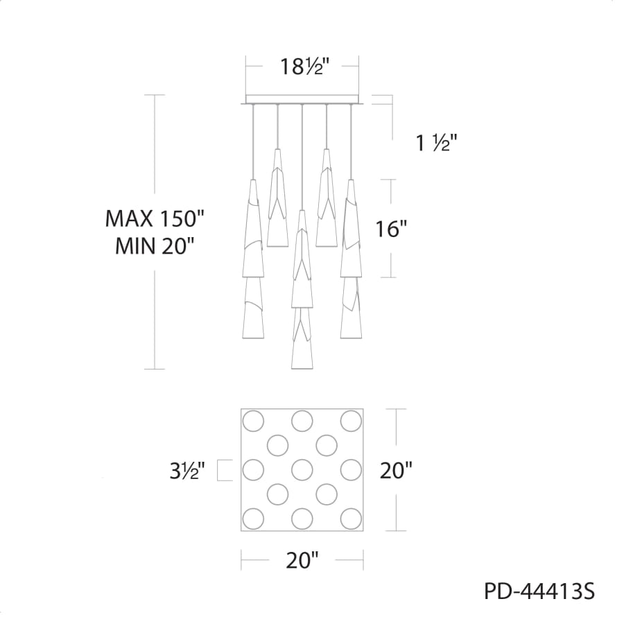 Kilt 13-Light 20" Wide LED Suspension Multi-Light