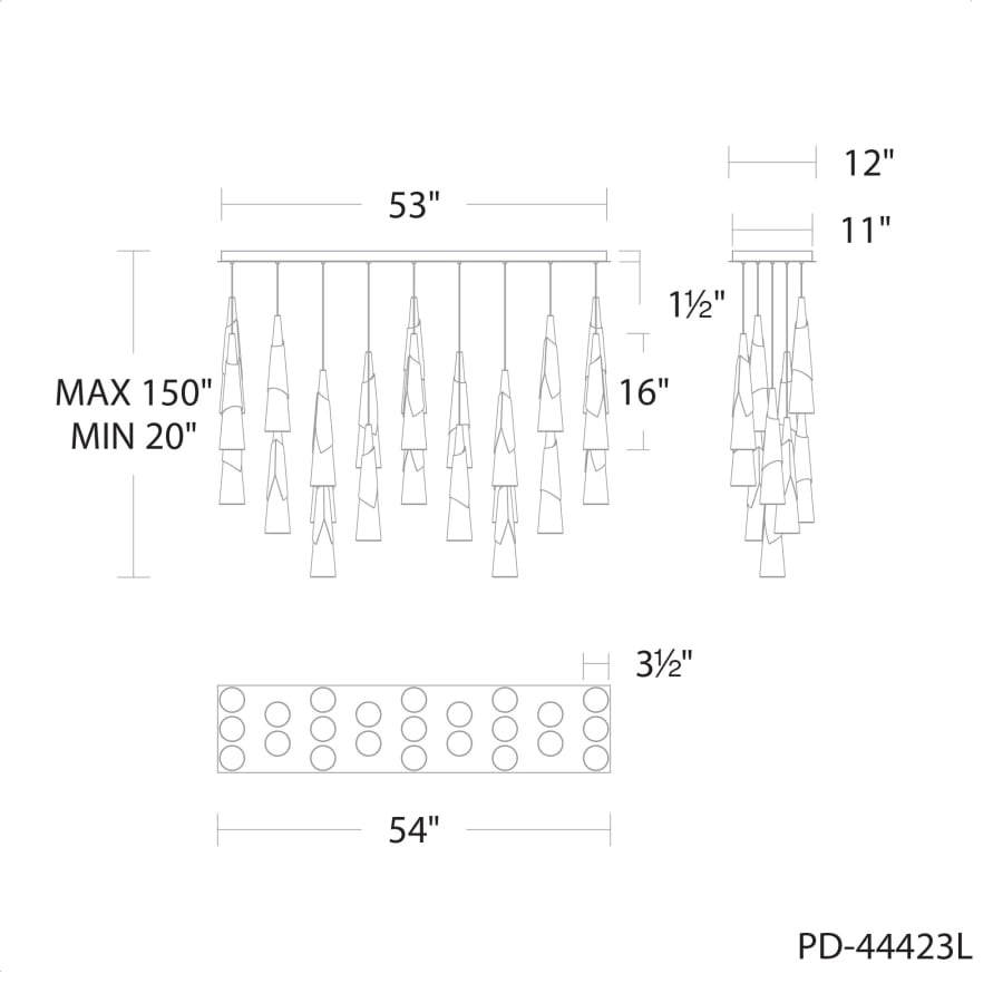 Kilt 23-Light 12" Wide LED Suspension Multi-Light