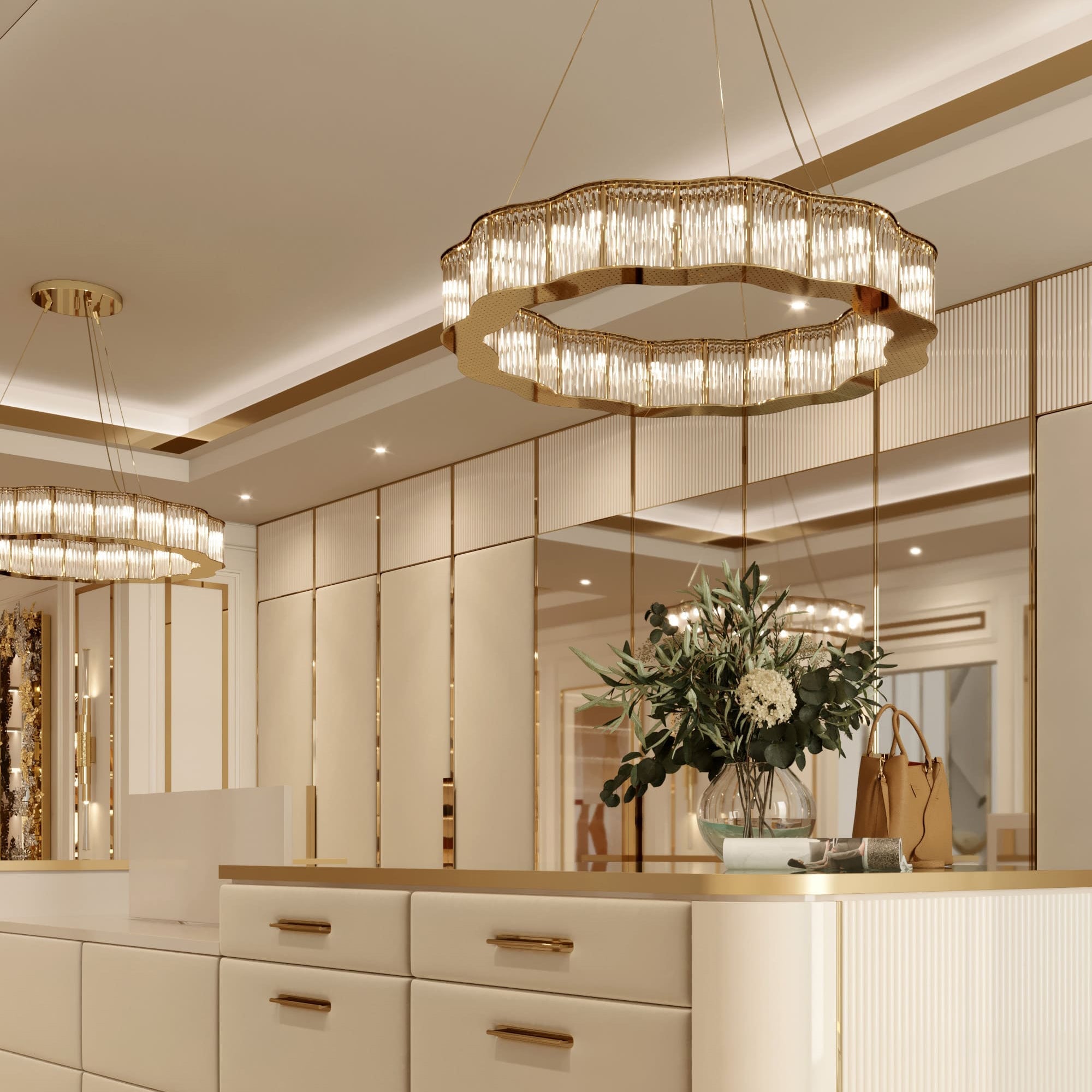 Modern Glass Art Deco Chandelier