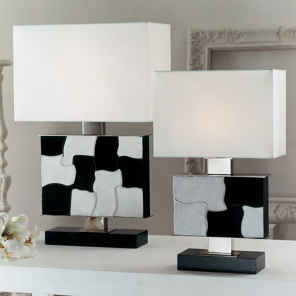 Small Modern Italian Black and White Hide Table Lamp