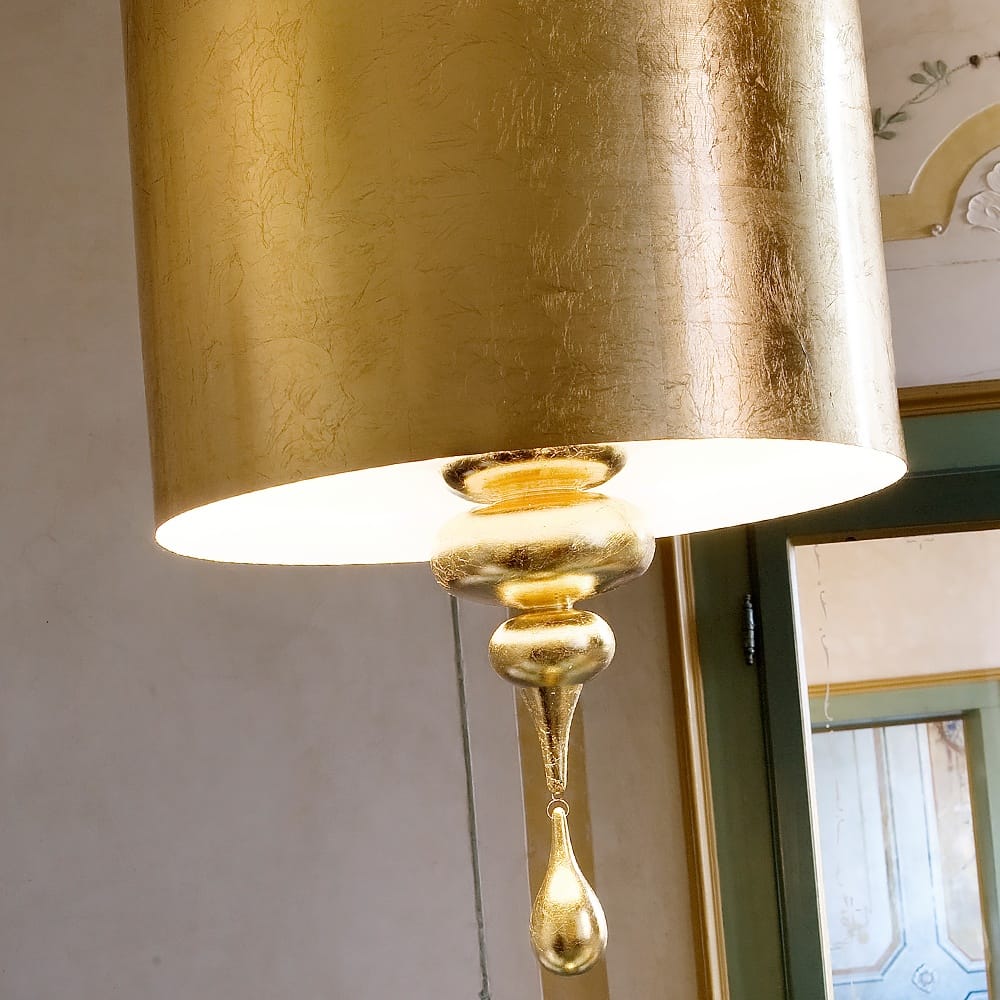 Modern Italian Designer Gold Leaf Ceiling Chandelier