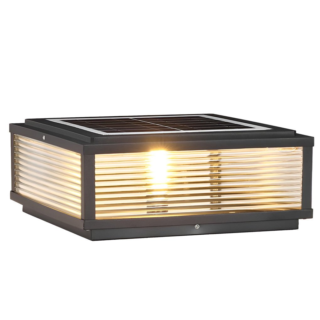 Square Ribbed Glass Exterior Pier Mount Post Light - 9.8" Die-casting, Outdoor Wall Light, detail 12