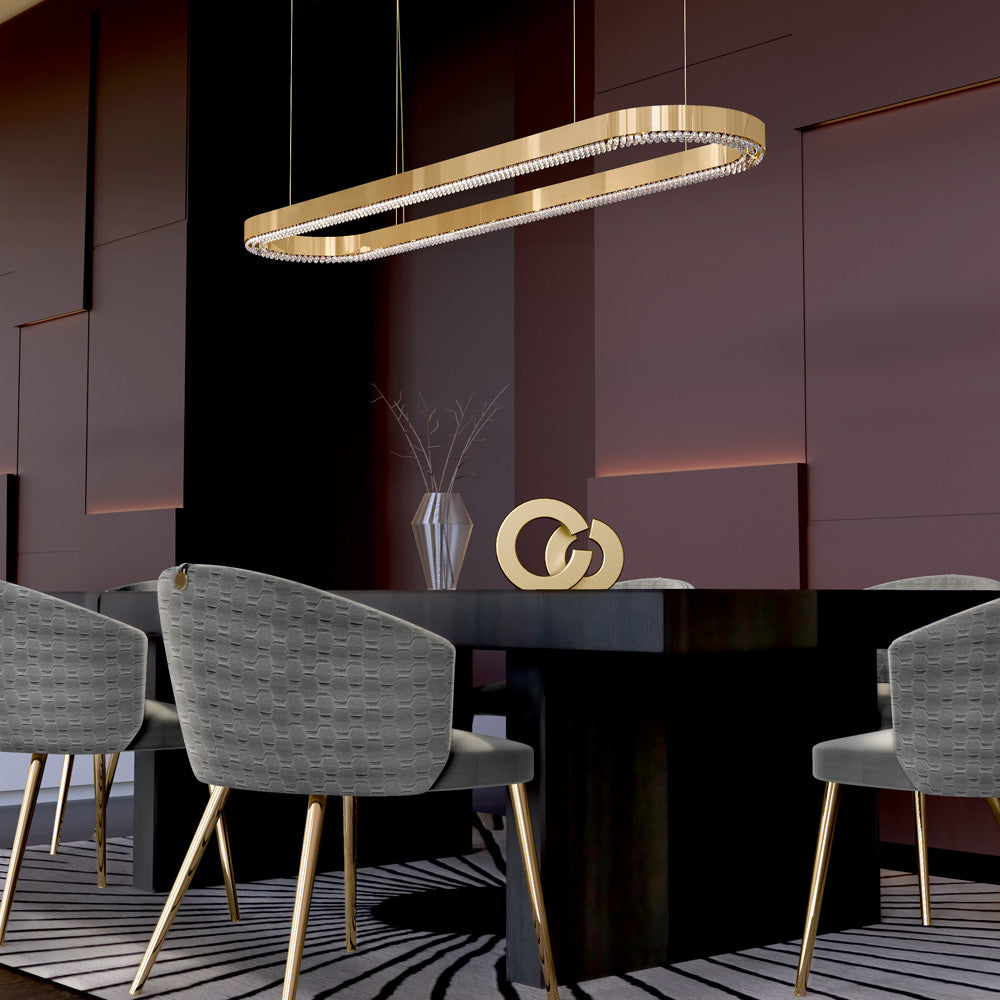 Modern Oval Chandelier with Crystals