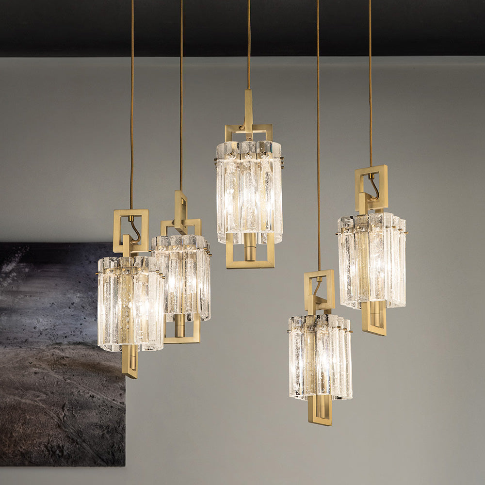 Modern Rock Crystal Inspired Suspension Chandelier