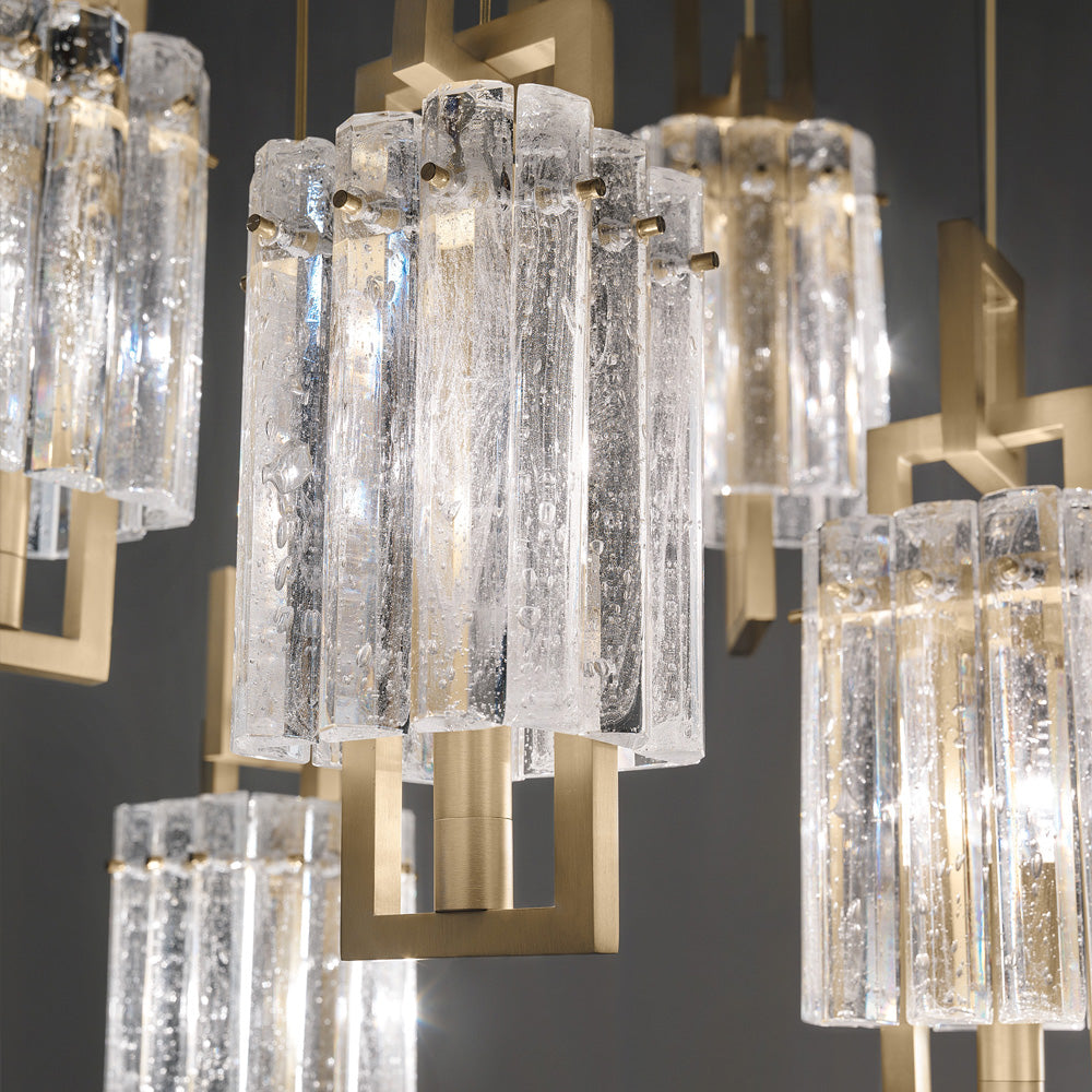 Modern Rock Crystal Inspired Suspension Chandelier