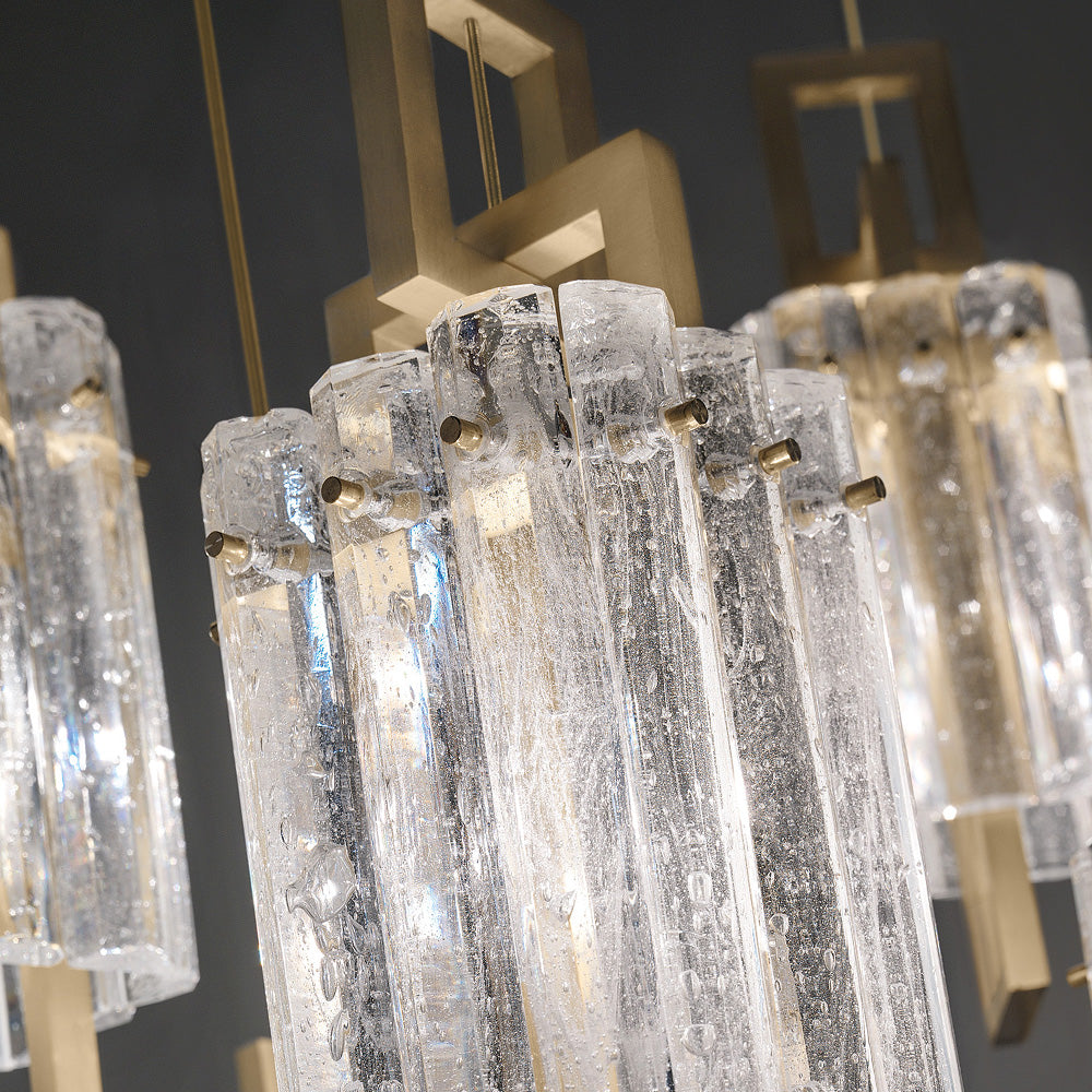 Modern Rock Crystal Inspired Suspension Chandelier