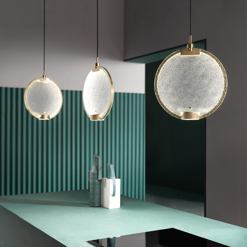Modern Round Colored Glass Diffuser Chandelier