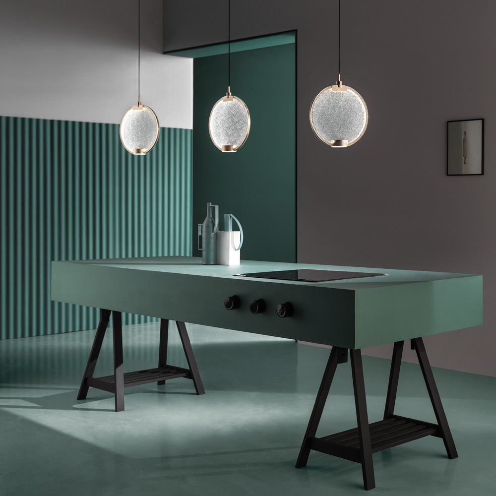 Modern Round Colored Glass Diffuser Chandelier